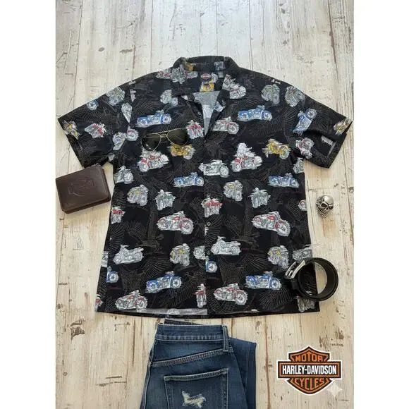 Hawaii Made Harley Davidson Tori Richard Button Front Shirt 3XL - Picture 1 of 5